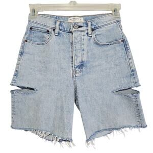 Abercrombie & Fitch Dad High Rise Shorts Womens 2 / 26 Denim Jean Light Wash